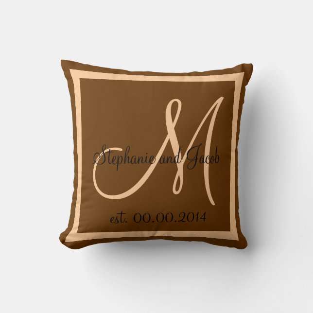 Automne Brown et Peach Pink Mariage coussin (Recto)