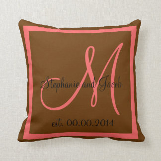 Automne Brown et Rose Mariage rose gardien coussin