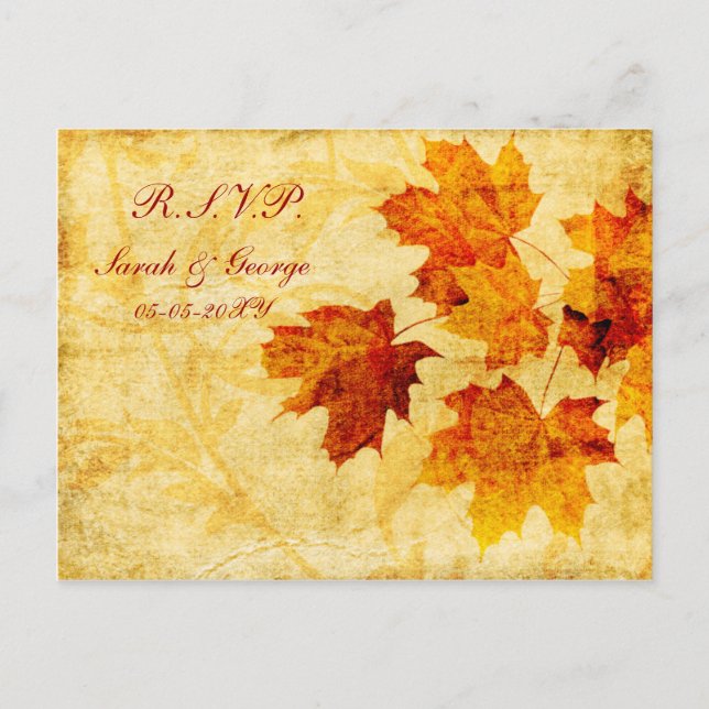 automne brun hiver Noir carte rsvp de mariage (Devant)