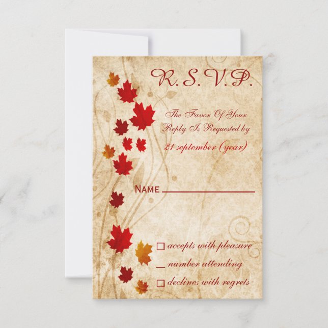 automne brun mariage cartes rsvp (Devant)