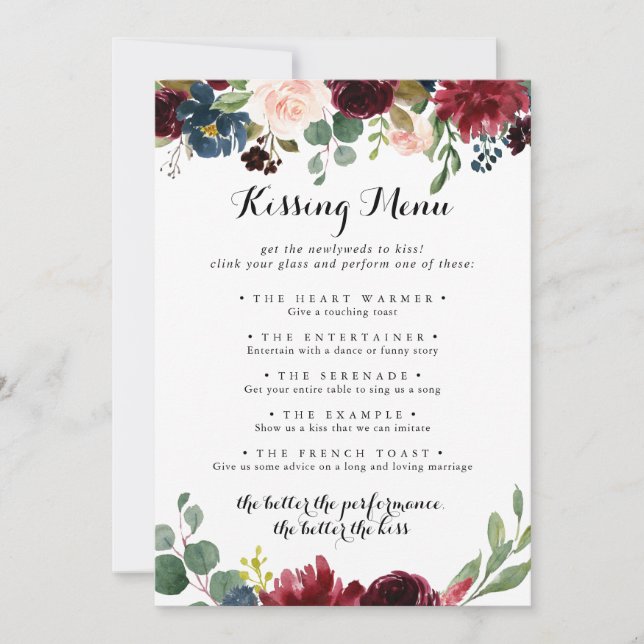 Automne Calligraphie Mariage Kissing Menu Carte de (Devant)