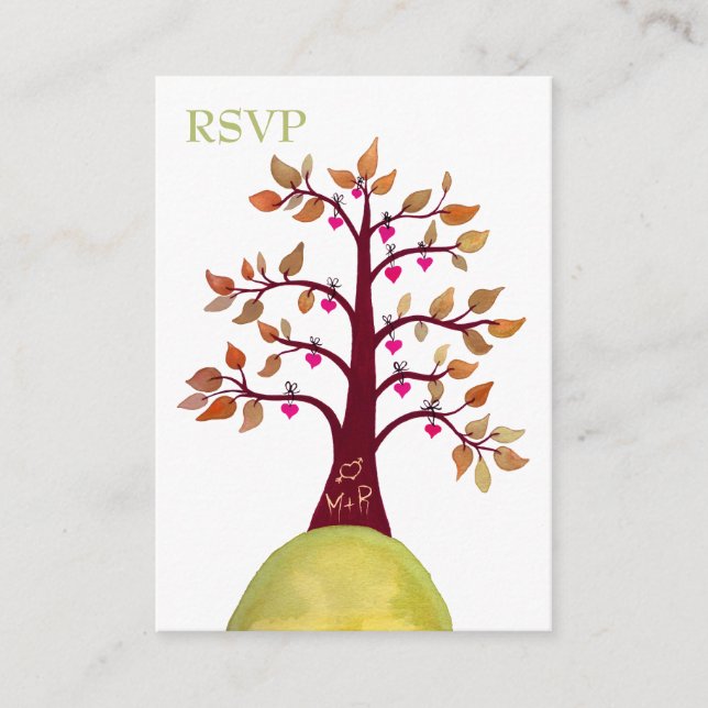 Automne Cartes RSVP Carving Wedding Coeur de l'aut (Devant)