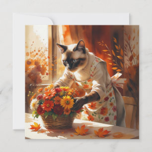 Automne Chat fleuriste d'automne arranger des fleu