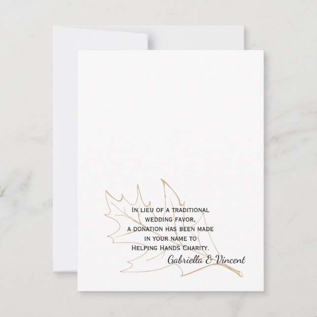 Automne Chêne Feuille Mariage Charité Carte Favori (Devant)
