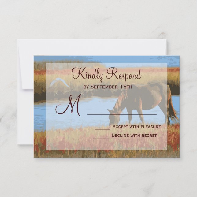 Automne Cheval Russe Mariage campagnard Cartes RSV (Devant)
