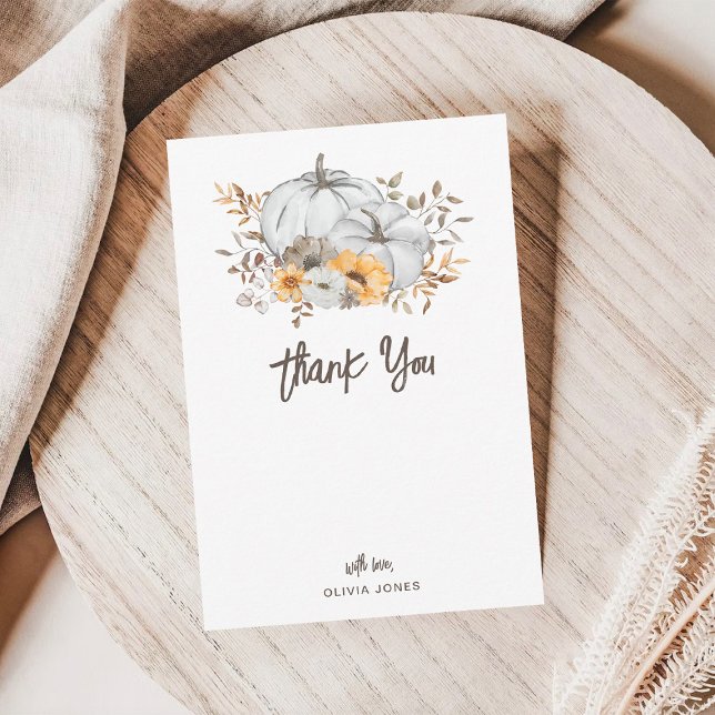 Automne Citrouille Baby Merci Carte personnalisée (Créateur téléchargé)