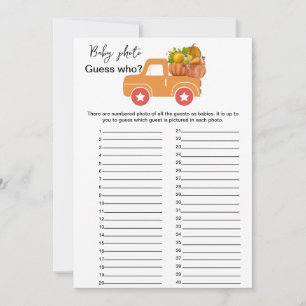 Automne citrouille baby shower deviner qui jeu