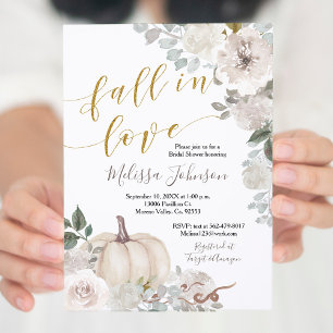 Automne Citrouille blanc chute en amour invitation