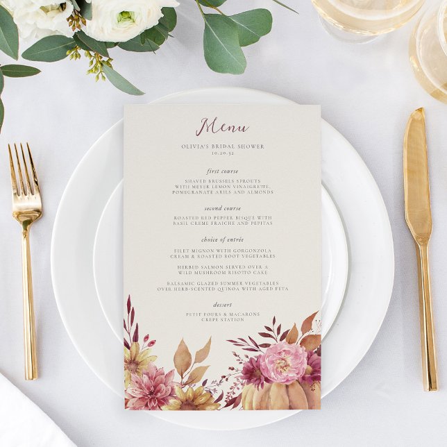 Automne Citrouille et Fleur sauvage Automne Menu d (Créateur téléchargé)