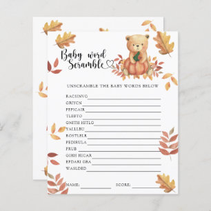 Automne citrouille et ours - Baby Word Scramble Je