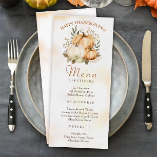 Automne Citrouille Floral Thanksgiving Dîner Menu