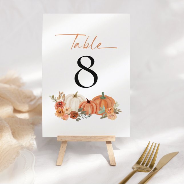 Automne Citrouille Florals Mariage Numéro de table (Créateur téléchargé)
