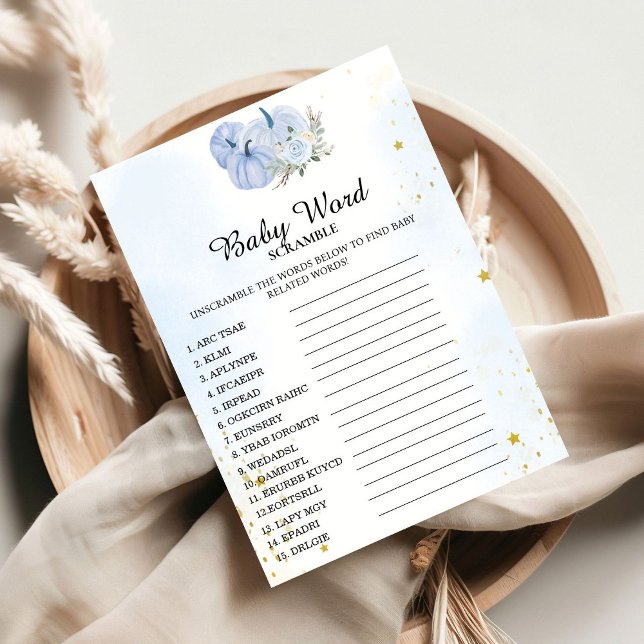 Automne citrouille Mot Scramble Baby Douche Carte  (Créateur téléchargé)