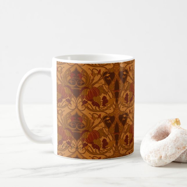 Automne Citrouilles et vignes Café Mug (Avec donut)