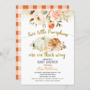 Automne Coral Florals Invitation Citrouille