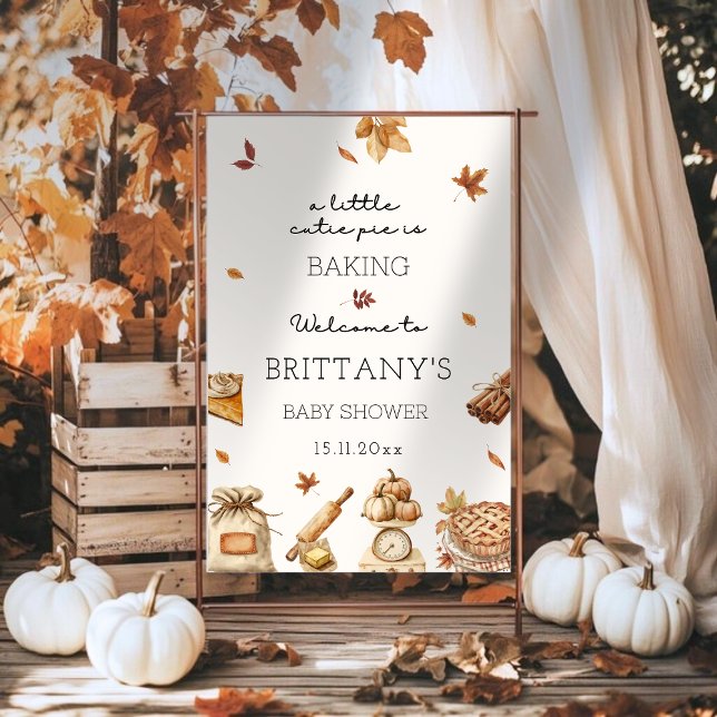 Automne Cutie Baby shower à tarte Affiche de bienv (Autumn Cutie Pie Baking Baby Shower Welcome Sign)