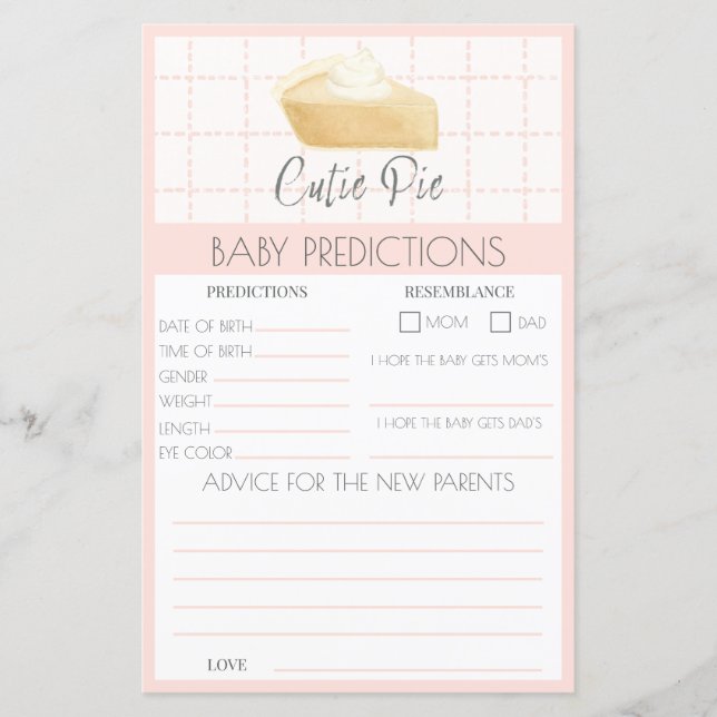 Automne Cutie Pie Pink Baby shower Prediction Jeu (Devant)