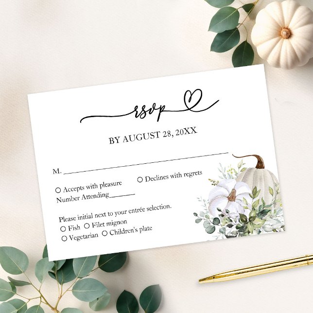 Automne dans Love Greenery Wedding Carte RSVP (Créateur téléchargé)