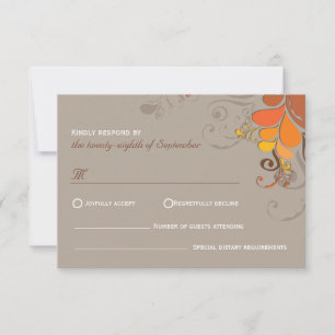 Automne Déco Floral Frotles Mariage Carte RSVP