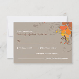 Automne Déco Floral Frotles Mariage Carte RSVP