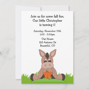 Automne Donkey 1er anniversaire Invitation