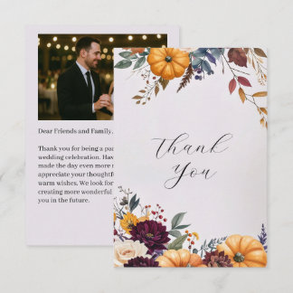 Automne Elegance Mariage plat Carte de remerciemen
