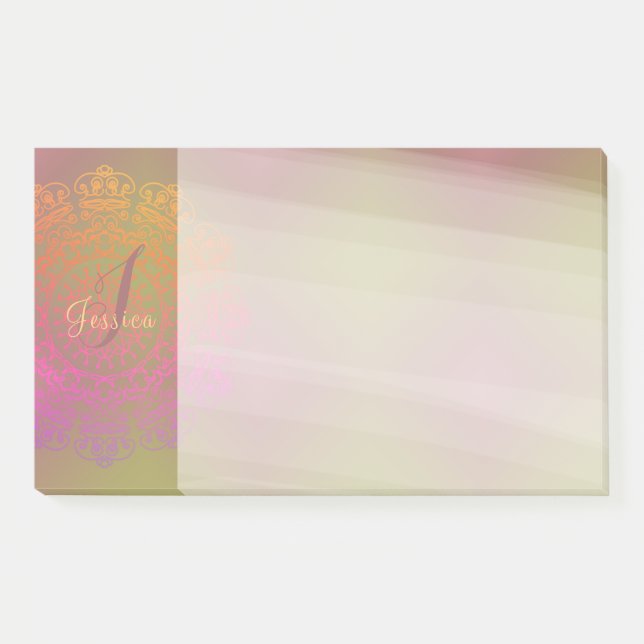 Automne en hiver Mandala Monogram Post-It Notes (Devant)