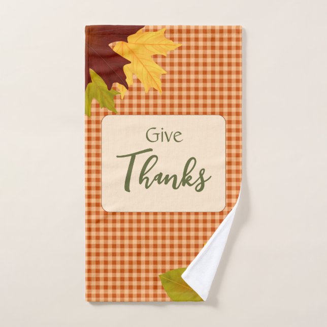 Automne En vichy Thanksgiving Serviette à main (Serviette à main)