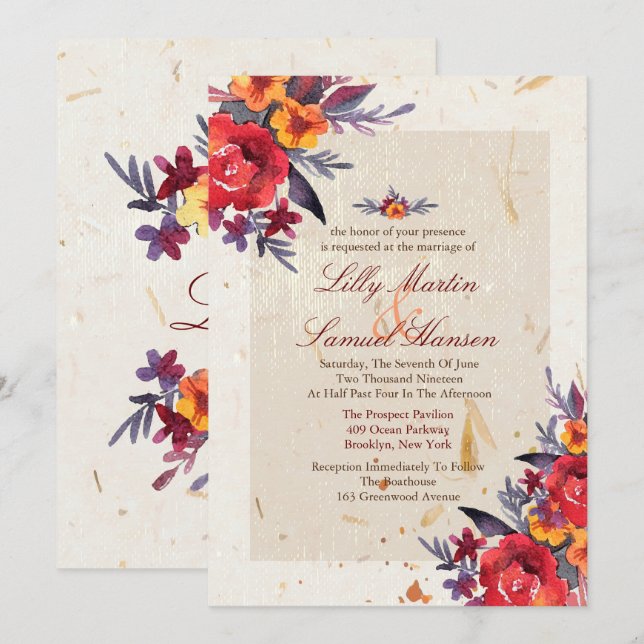 Automne Essence Mariage Invitations (Devant / Derrière)