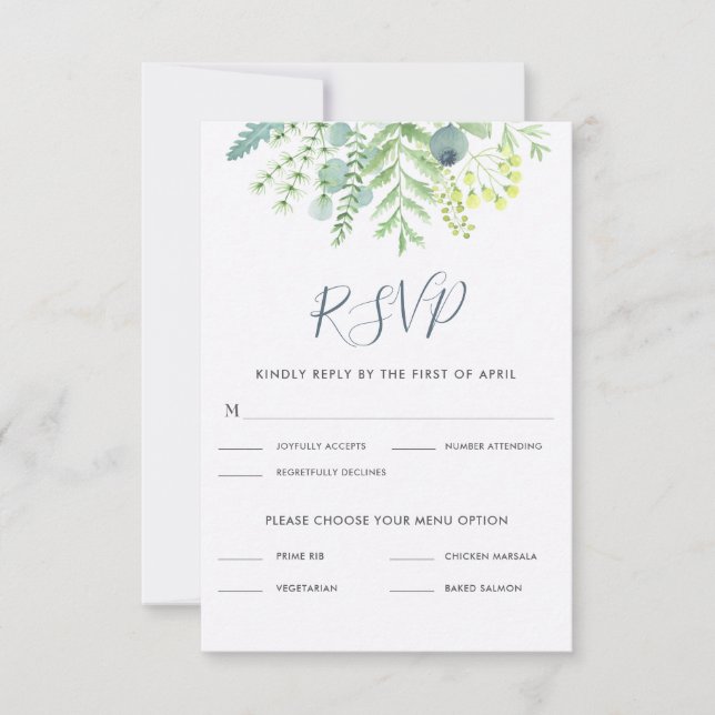 Automne Eucalyptus Berry Mariage floral RSVP (Devant)
