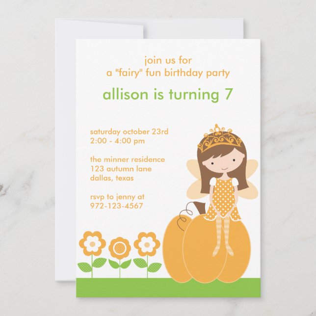 Automne Fairy Princess Invitations (Devant)