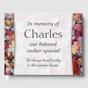 Automne Fallen Feuille Pet Memorial livre d'invité