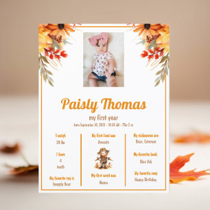 Automne Ferme de tournesol 1er anniversaire Poster