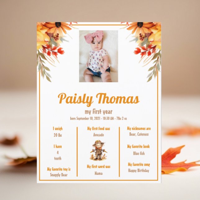 Automne Ferme de tournesol 1er anniversaire Poster (Créateur téléchargé)