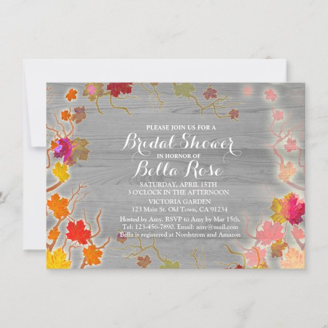 automne feuille automne nuptiale douche invitation (Devant)