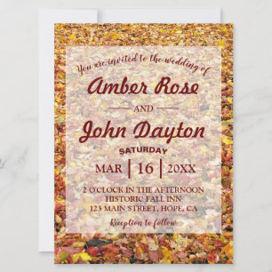Automne Feuille Jaune Rustique Invitations de mari