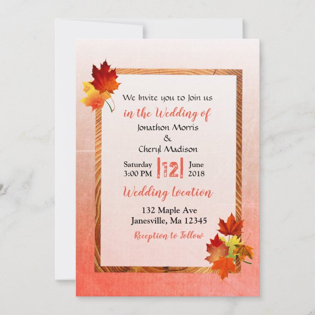 Automne Feuilles Automne Mariage Invitations (Devant)