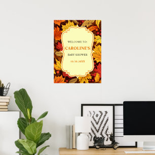 Automne Feuilles Baby shower Affiche de bienvenue
