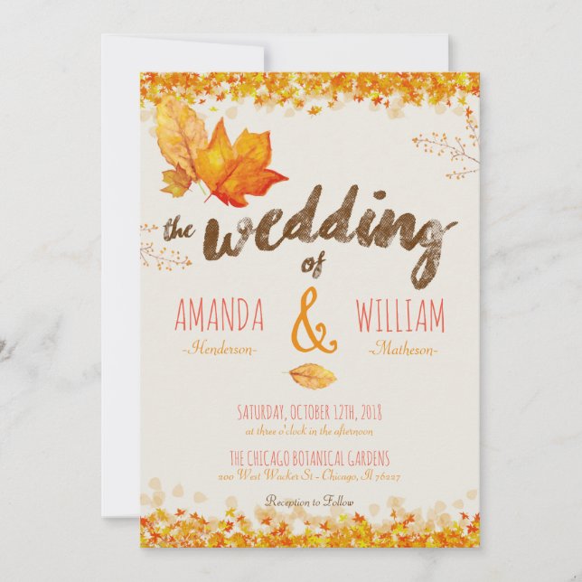 Automne Feuilles d'automne Faire-part de mariage a (Devant)