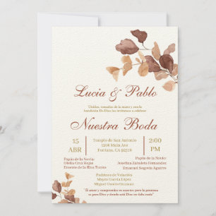 Automne Feuilles Faire-part de mariage en espagnol