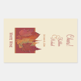 Automne Feuilles II Mariage Étiquette de vin