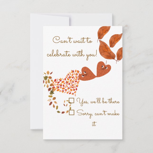 Automne Feuilles Mariage Carte RSVP (Devant)