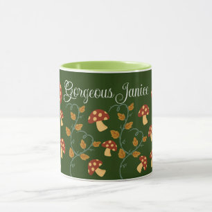 Automne Feuilles Mug de champignons avec nom modif