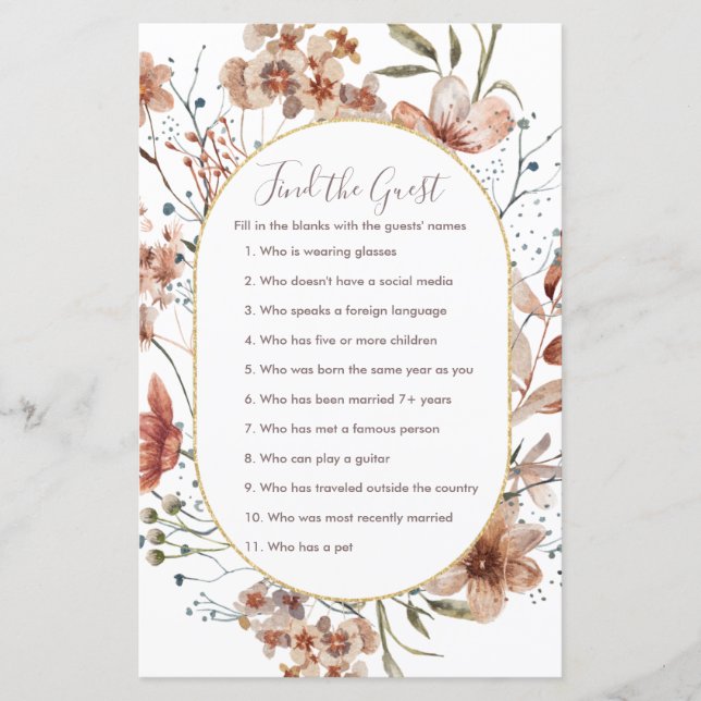 Automne Fleurs sauvages Trouvez le jeu Invité (Devant)