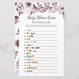 Automne Fleurs violettes Baby shower Emoji Jeu