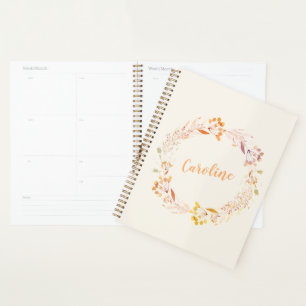 Automne Floral Aquarelle Wreath Monogramme