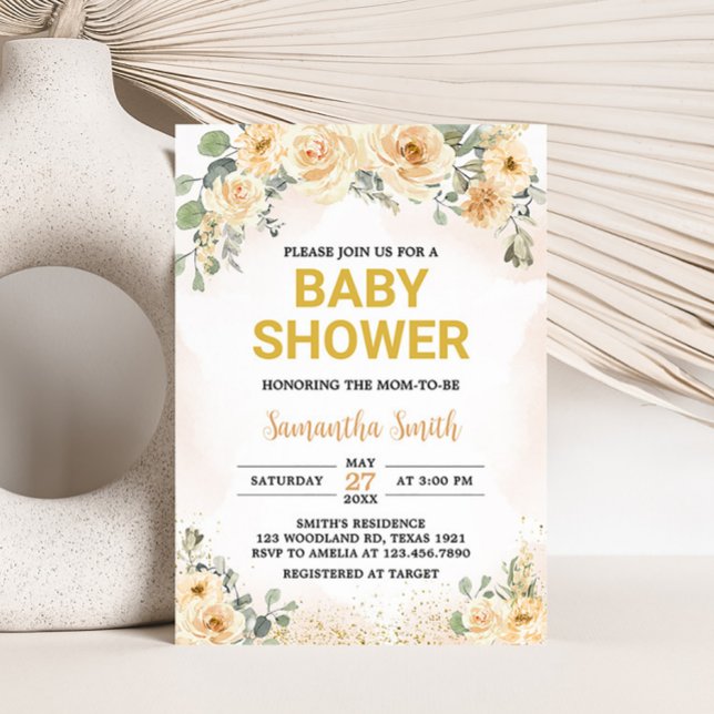 Automne Floral Automne Baby shower Invitation (Floral Autumn Baby Shower Invitation)