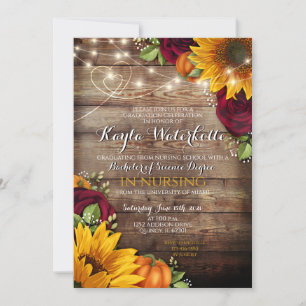 Automne Floral Automne Graduation Invitation