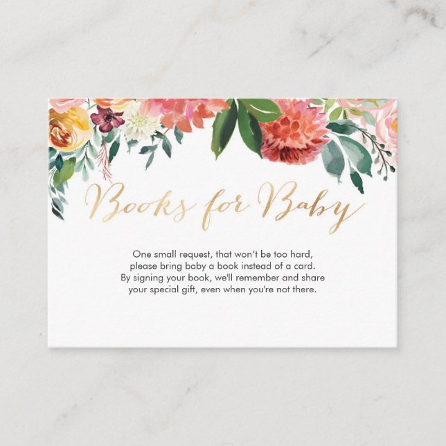 Automne Floral Baby showers Livres pour carte bébé (Devant)