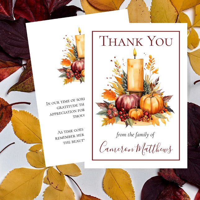 Automne Floral | Bougie Floral Bereavement Merci (Elegant Fall Floral Candle Funeral | Bereavement Thank You)
